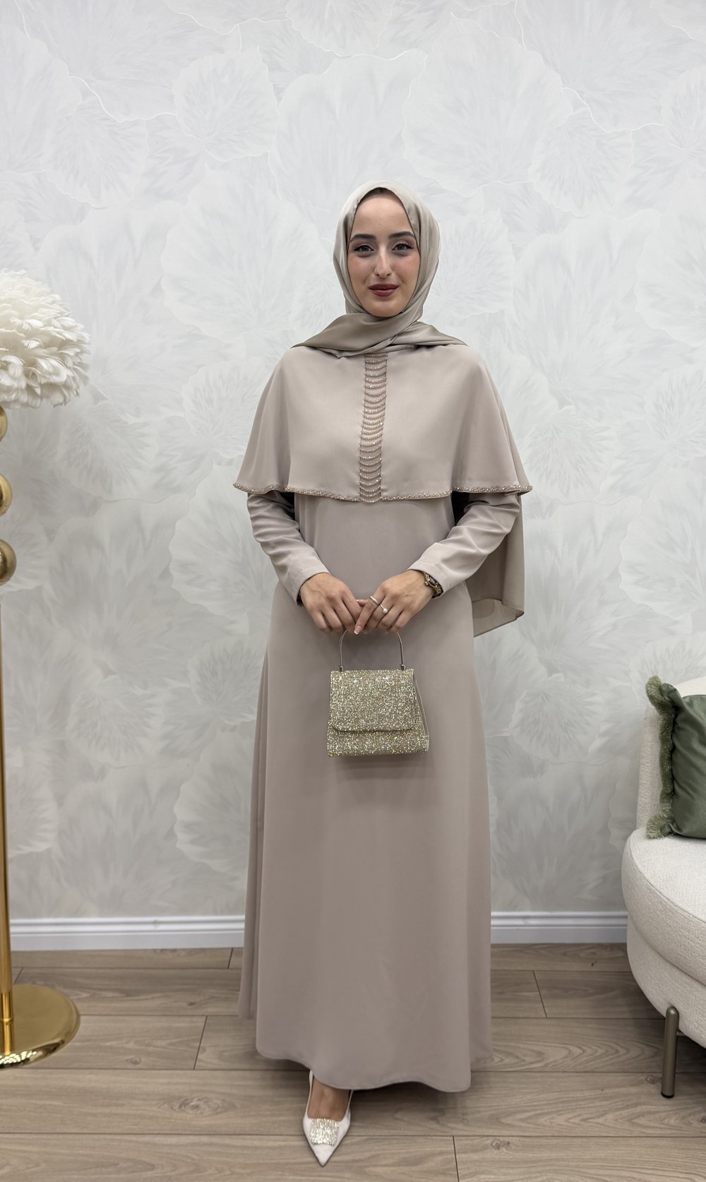 Elmas Abiye Siyah — Bej